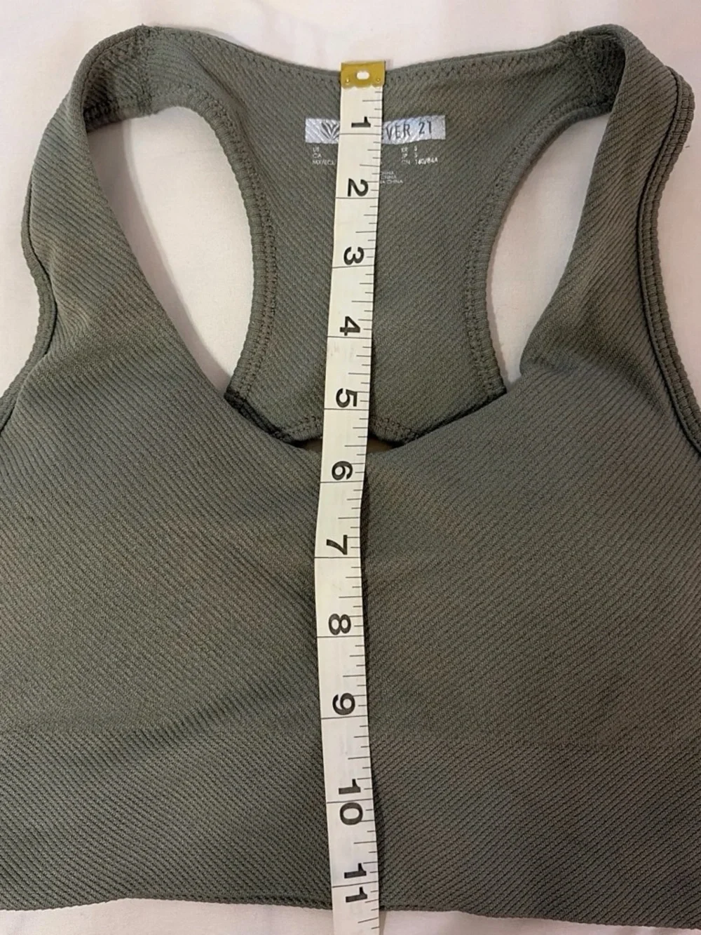 Forever 21 Olive Ribbed Racerback Sports Bralette